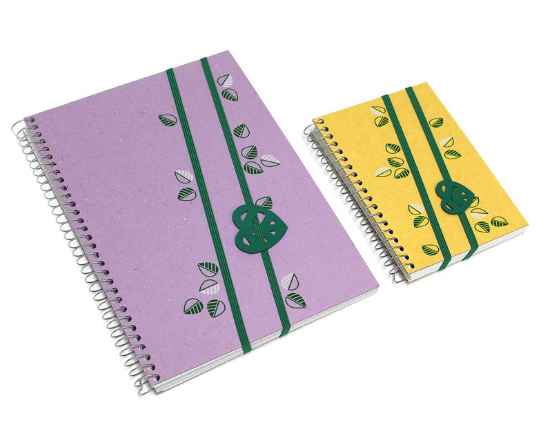 Blocco notes con spirale ed elastico I love green - carta riciclata - 18x25 cm - colori assortiti