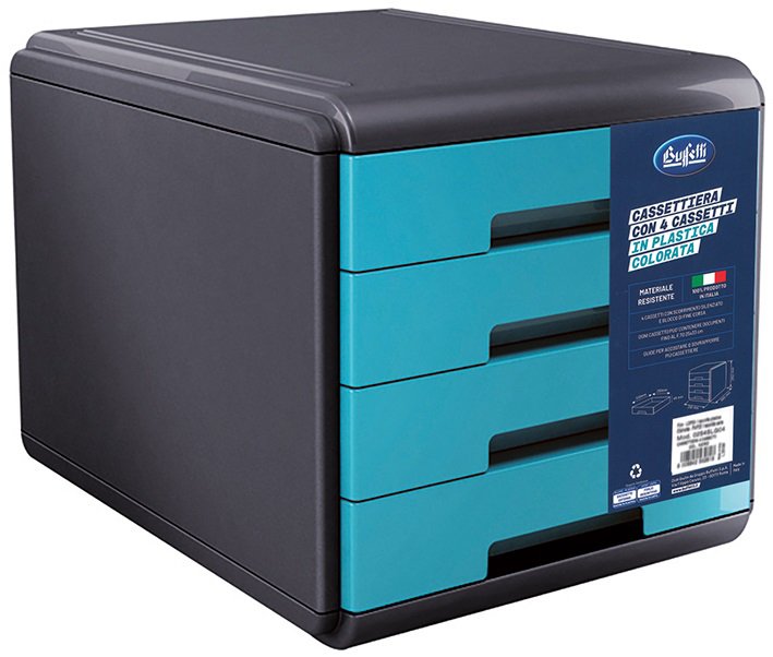 Cassettiera 4 cassetti Plastic Desk - colore celeste