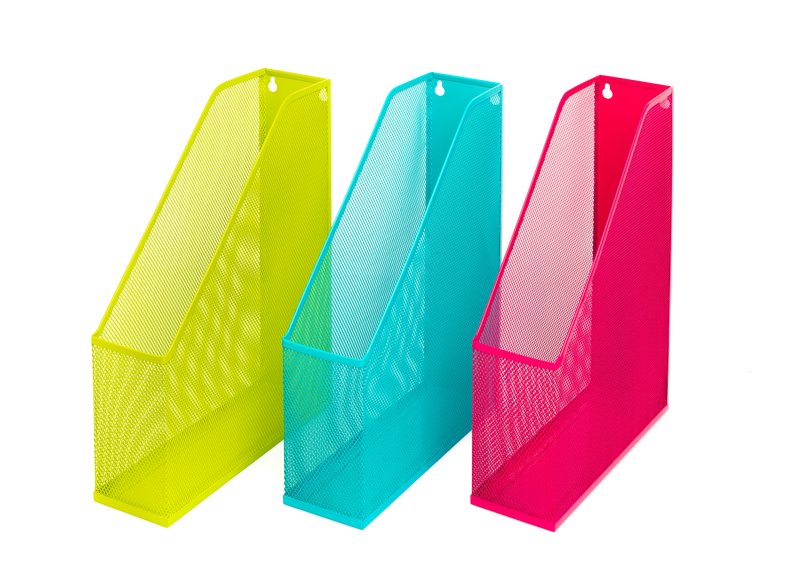 Portariviste in metallo colorato (verde acido, fucsia, celeste)