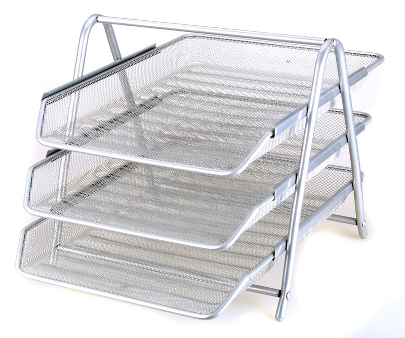 Vaschetta portacorrispondenza 3 livelli in metallo - colore silver