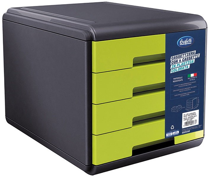 Cassettiera 4 cassetti Plastic Desk - colore verde