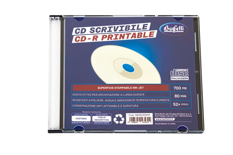 Buffetti - CD-R scrivibile - 700 MB - slim case - Stampabile inkjet