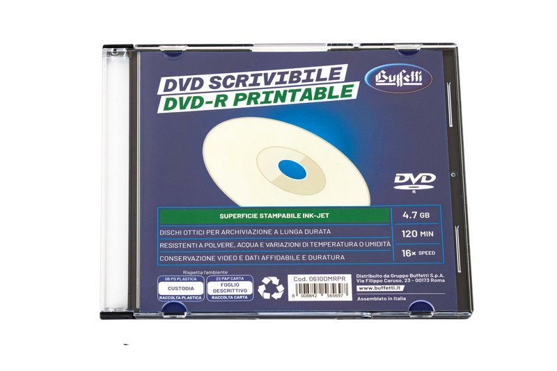 Buffetti - DVD-R - 4,7 GB - slim case - Stampabile inkjet