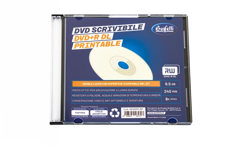 Buffetti - DVD+R DL - 8,5 GB - slim case - Stampabile inkjet