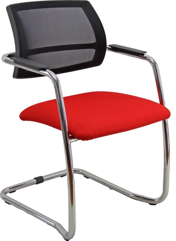 Sedia visitatore Alexa - braccioli inclusi - tessuto - rosso