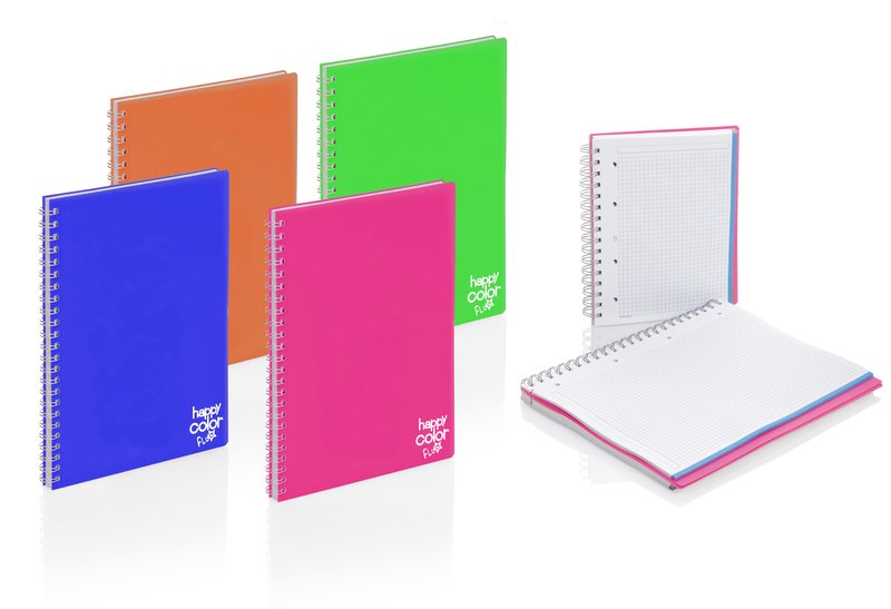 Blocco notes Maxi Happy Color - A4  - 1R - Righe - spirale - 120 fogli da 70 g