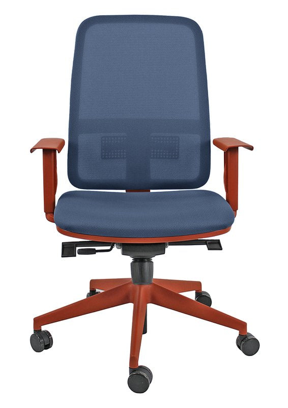 Sedia operativa Carlotta struttura terra cotta - rivest. blu (rete tridimensionale)