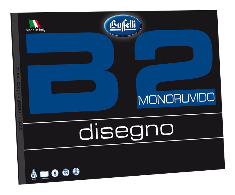 Album da disegno B2 Nero - carta nera - punto metallico - 24x33 cm - monoruvido - 10 fogli - 128 g