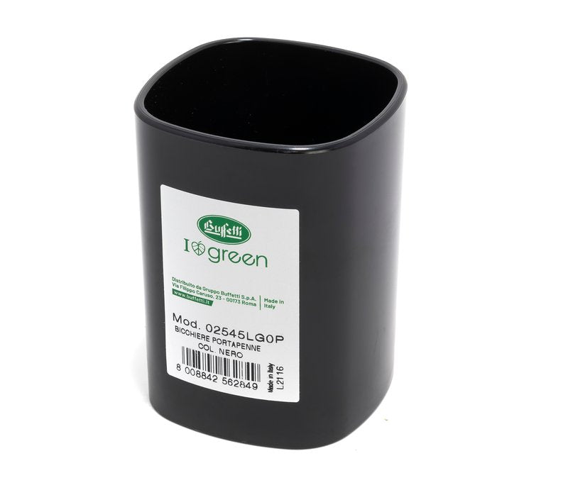 Bicchiere portapenne - plastica rigenerata - nero