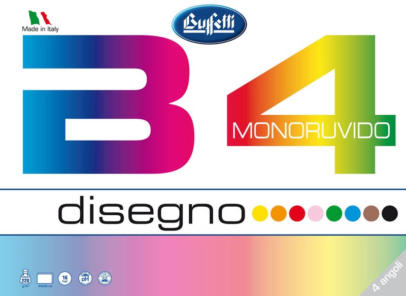 Album da disegno B4 Colore - a 4 angoli - 24x33 cm - monoruvido - 16 fogli - 220 g - colori assortiti