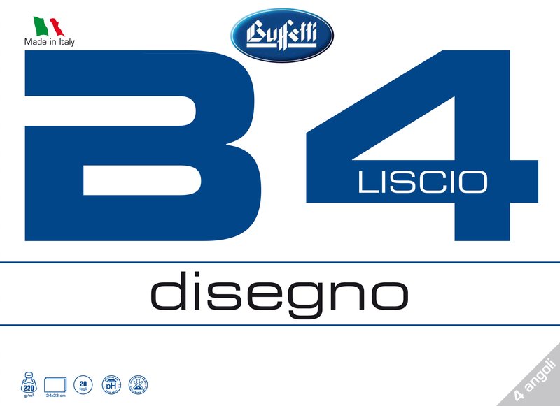 Album da disegno B4 - a 4 angoli - 24x33 cm - liscio - 20 fogli - 220 g