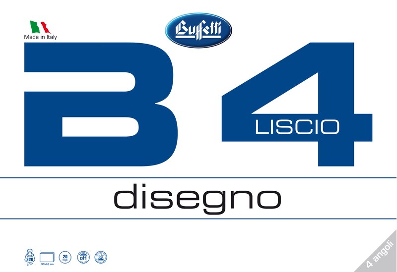 Album da disegno B4 - a 4 angoli - 33x48 cm - liscio - 20 fogli - 220 g