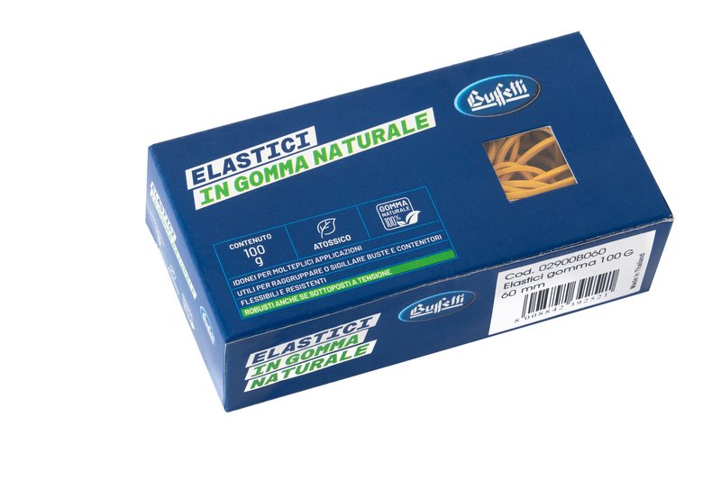Elastici in gomma gialla - Misura ø 80 mm - scatolina da 100g