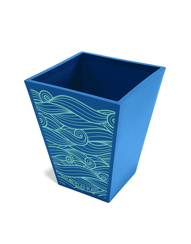 Bicchiere portapenne OCEAN - plastica rigenerata - azzurro