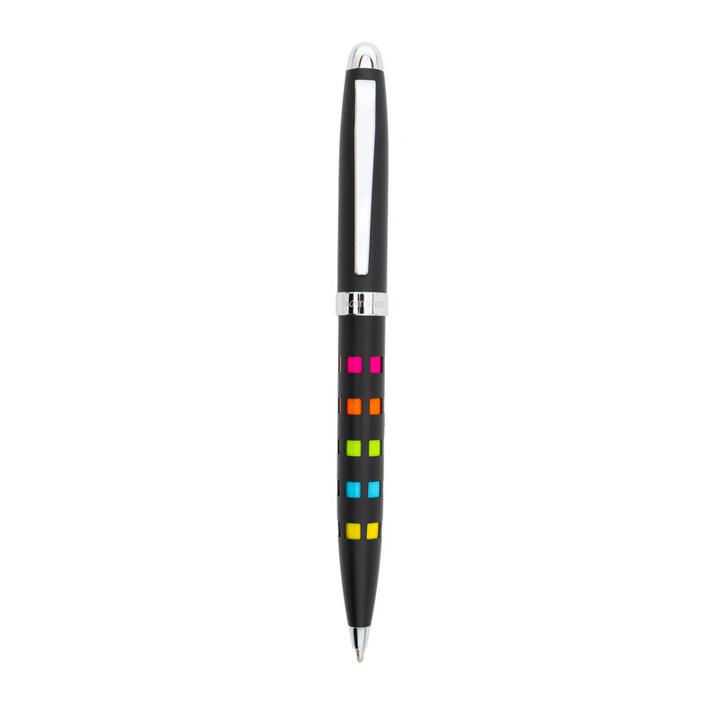 Penna a sfera Illusia - fusto nero/cromo quadrati - tratto medio