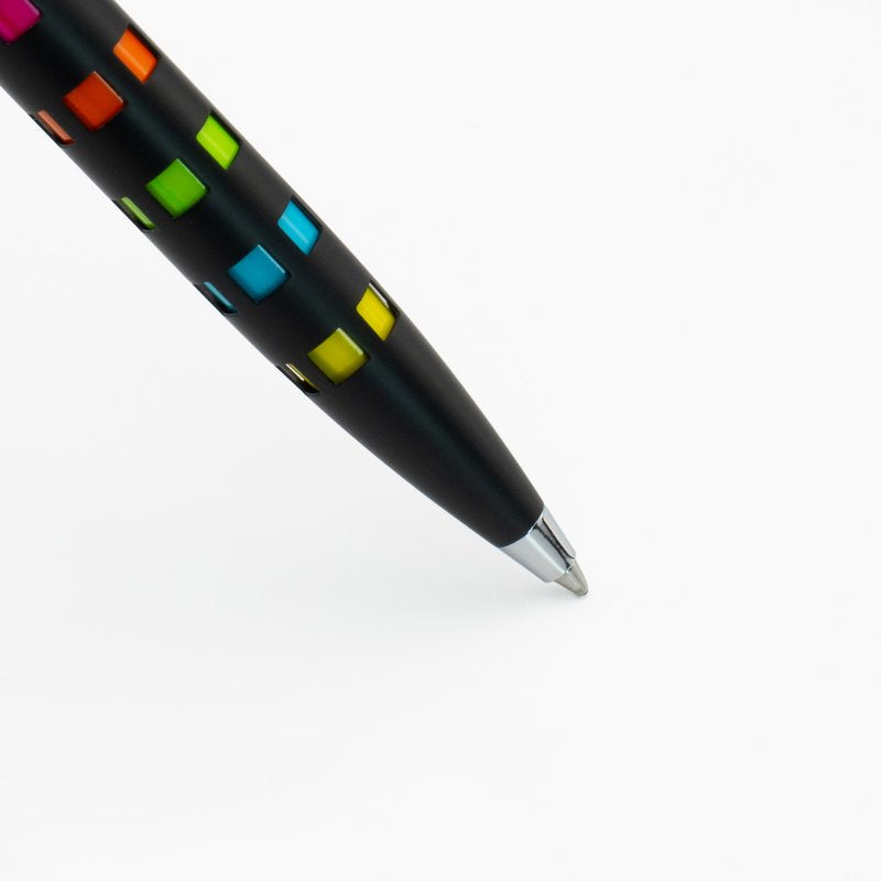 Penna a sfera Illusia - fusto nero/cromo quadrati - tratto medio