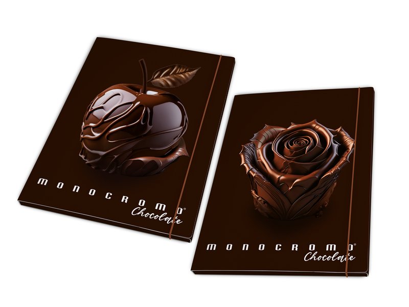 Cartellina 3 Lembi con elastico  Pigna Monocromo Chocolate Dorso 1,2 cm.