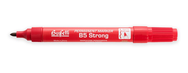 Marcatore permanente fusto metallo B5 Strong - punta tonda - tratto 2,5 mm - rosso