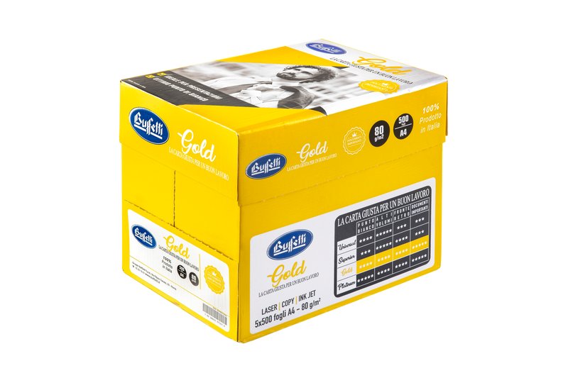 Conf. 5 risme carta per fotocopie Buffetti Gold- A4 - 21x29,7 cm - 80 g