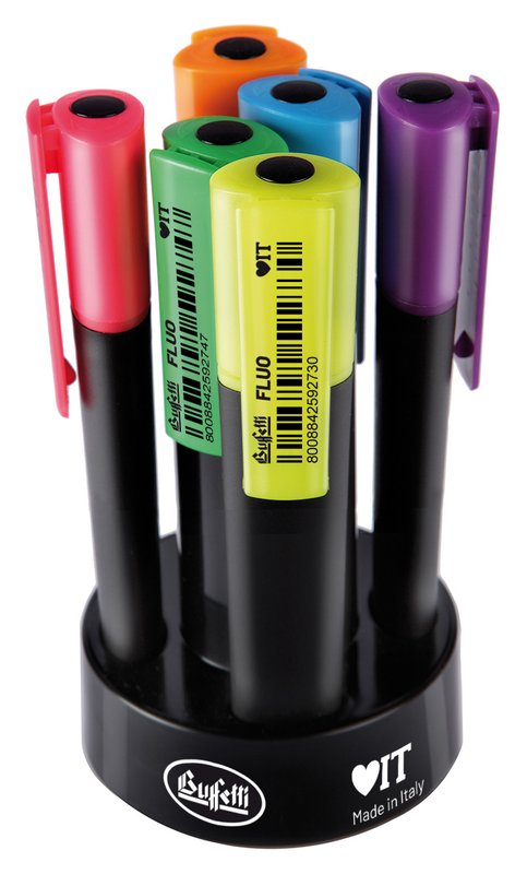 Evidenziatore fluo in box da tavolo - 6 colori assortiti