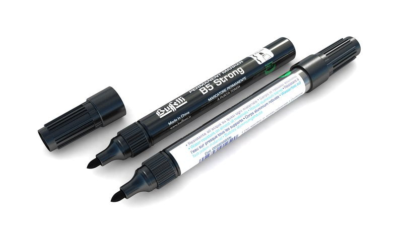 Marcatore permanente fusto metallo B5 Strong - punta tonda - tratto 2,5 mm - nero