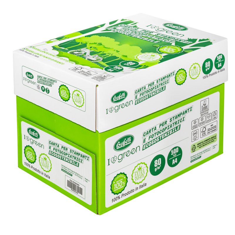 Carta Buffetti Green 100% riciclabile - A4 - 21x29,7 cm - 80 g