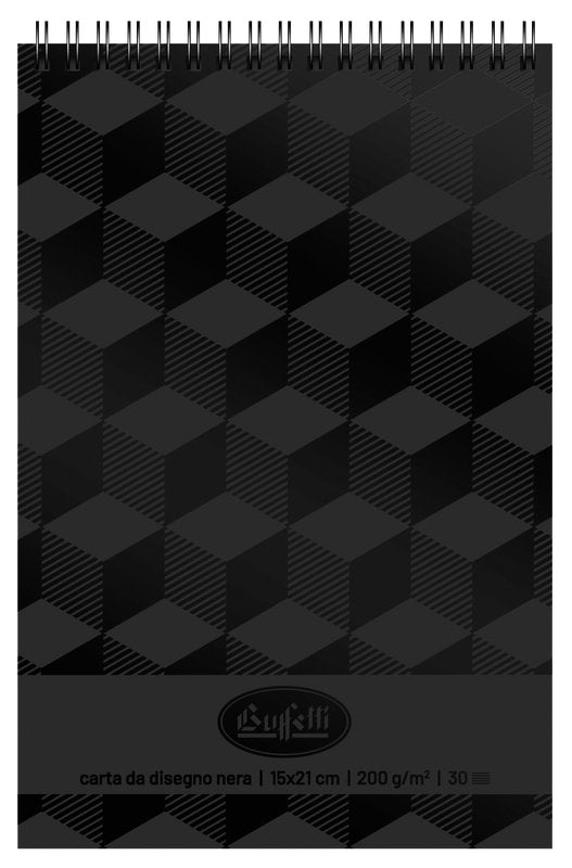 Album Black - spiralato lato corto - formato A5 150x210 mm - 30 fogli - 320 g