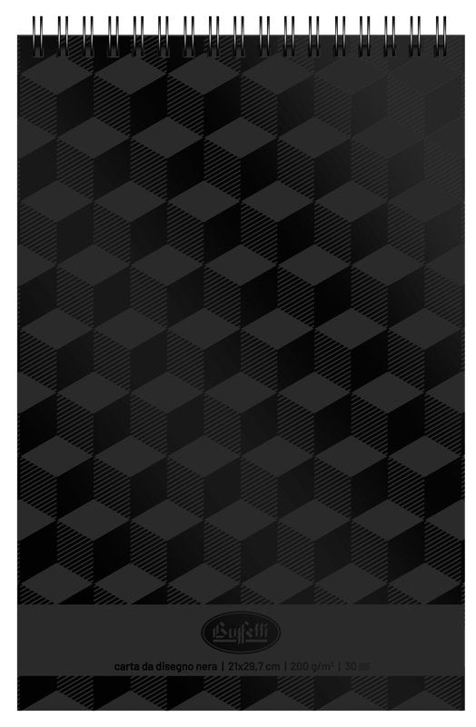 Album Black - spiralato lato corto - formato A4 210x297 mm - 30 fogli - 320 g