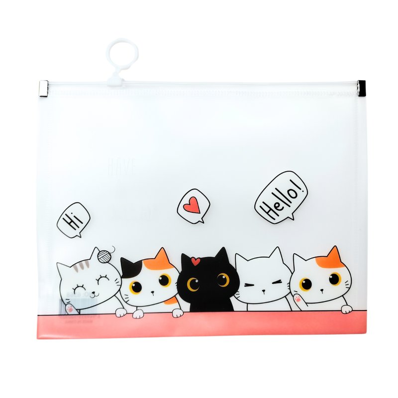 Busta con zip  - pp - A4 - 24x33 cm -  fantasia gattini