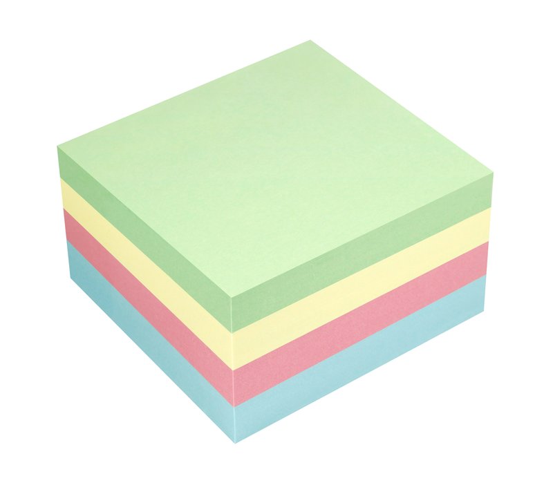 Box 4 Cubi da 400 foglietti adesivi riposizionabili - azzurro - verde - rosa - giallo