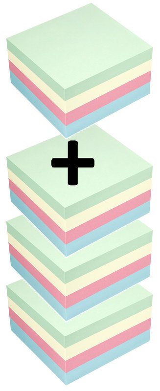 Box 4 Cubi da 400 foglietti adesivi riposizionabili - azzurro - verde - rosa - giallo