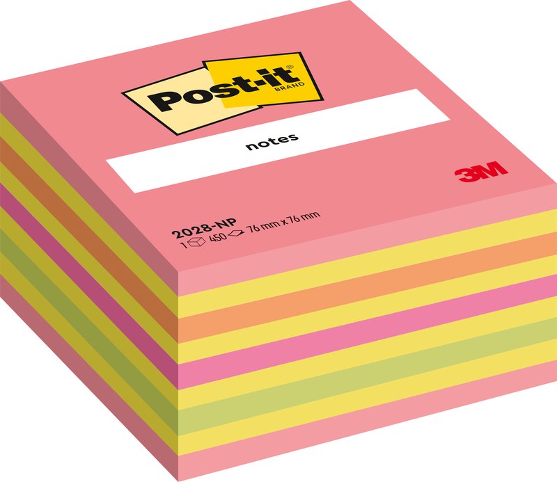 Cubo Post-it Note Neon - 76x76 mm - neon rosa
