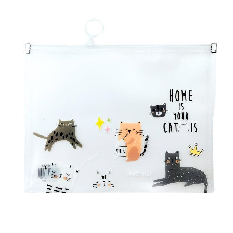 Busta con zip  - pp - A5 - 18x24 cm -  fantasia gattini