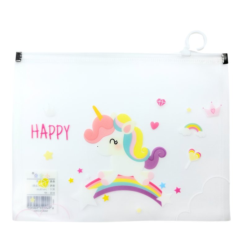 Busta con zip  - pp - A5 - 18x24 cm -  fantasia unicorni