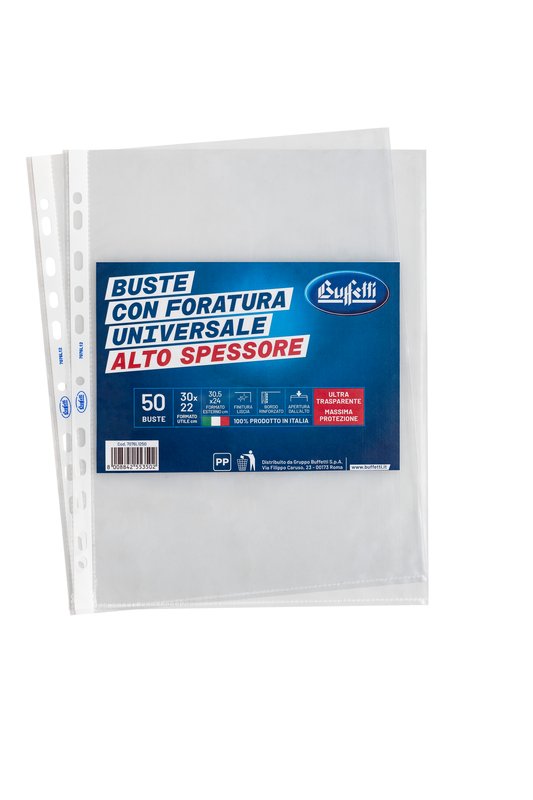 Buste a foratura universale - Polipropilene - 30x22 cm - lisce - alto spessore - conf. 50 pz.