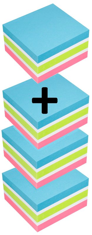 Box 4 Cubi da 400 foglietti adesivi riposizionabili - azzurro - verde - rosa - bianco