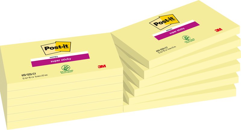 Foglietti Post-it Super Sticky - 76x127 mm - Giallo Canary