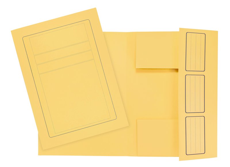 Cartelline 3 lembi incollati  - cartoncino - 285 g/mq - 34,5x24,5 cm - giallo - conf. 10 pz