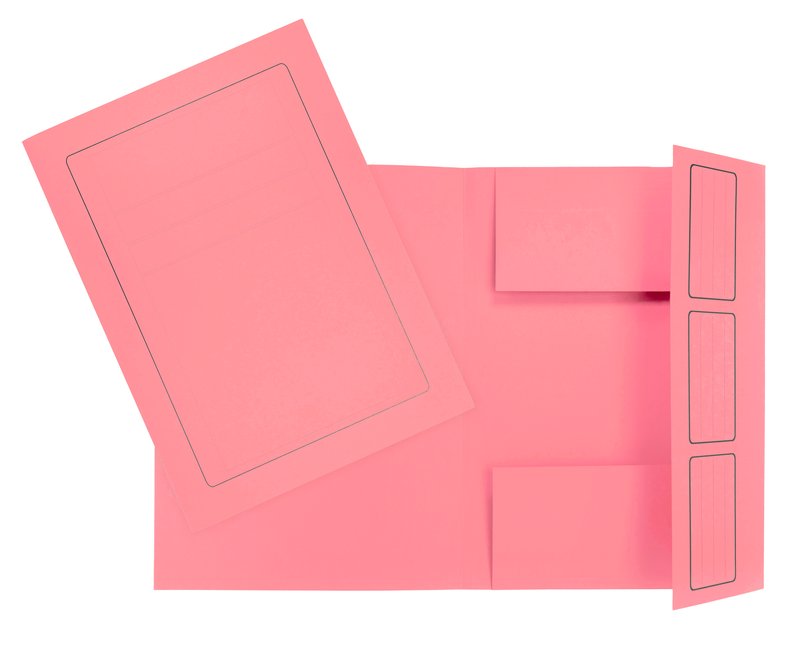 Cartelline 3 lembi incollati  - cartoncino - 285 g/mq - 34,5x24,5 cm - rosa - conf. 10 pz