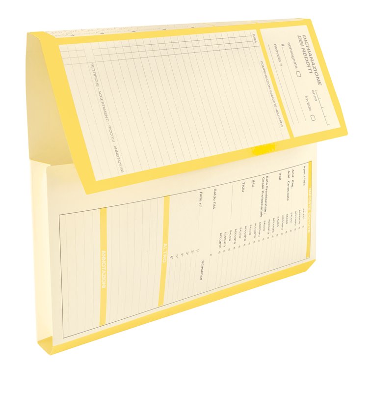 Cartelline con tasca prestampata - cartoncino - 25,5x32,5 cm - giallo