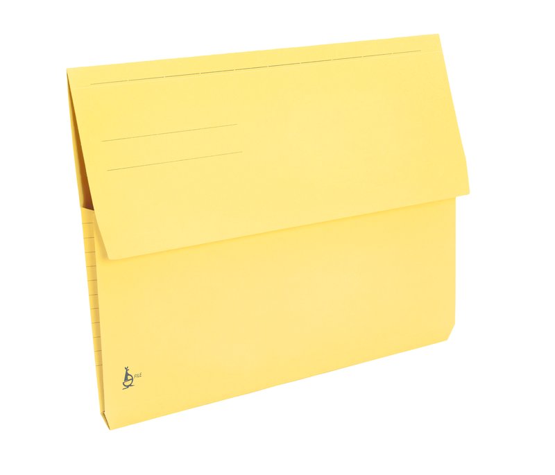 Cartelline con tasca a soffietto - cartoncino - 225 g/mq - 25,5x32,5 cm - giallo  - conf. 10 pz