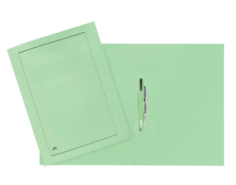 Cartelline con pressino fermafogli - fastener - cartoncino - 225 g/mq - 32,5x24,5 cm - verde  - conf. 10 pz