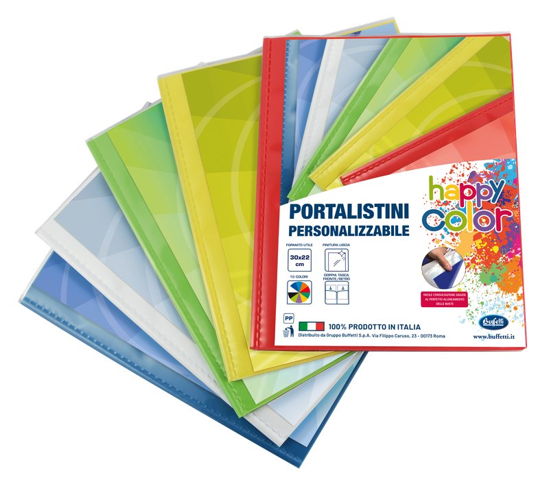 Portalistini personalizzabile Happy Color  - polipropilene - 80 buste - colori assortiti