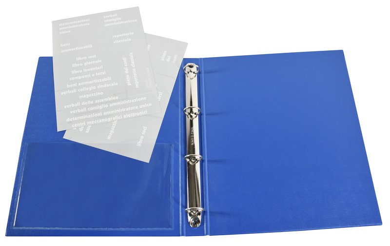 Cartella per libri legali e sociali - 4 anelli tondi - Diametro 25 mm - blu