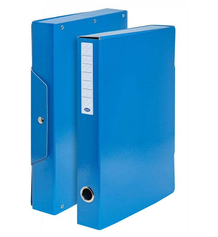 Scatola progetti con bottone - Dorso 5 cm - 34x24 cm - blu