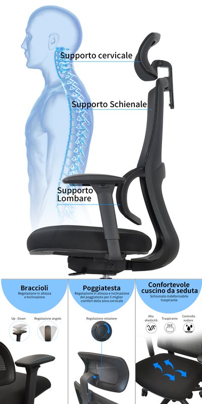 Sedia operativa Cocoon - nera