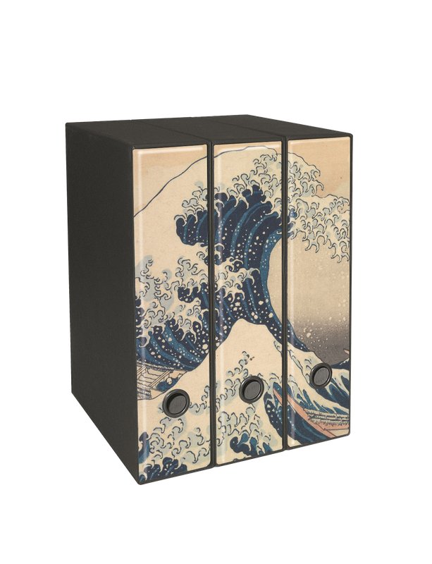 Set 3 raccoglitori Image - Formato Protocollo - Dorso 8 cm - K. Hokusai - La grande onda a Kanagawa