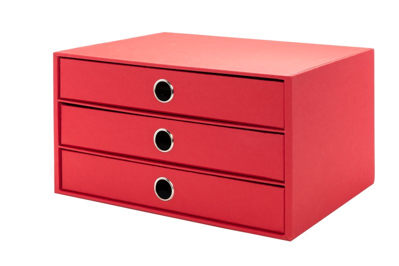 Scatola 3 cassetti A4 - Living - 34,3x25x18,5 cm - rosso
