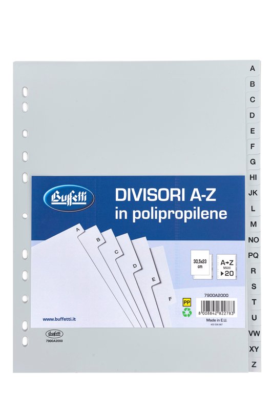 Divisori - Polipropilene - A/Z - 20 tasti - A4 Maxi - grigio