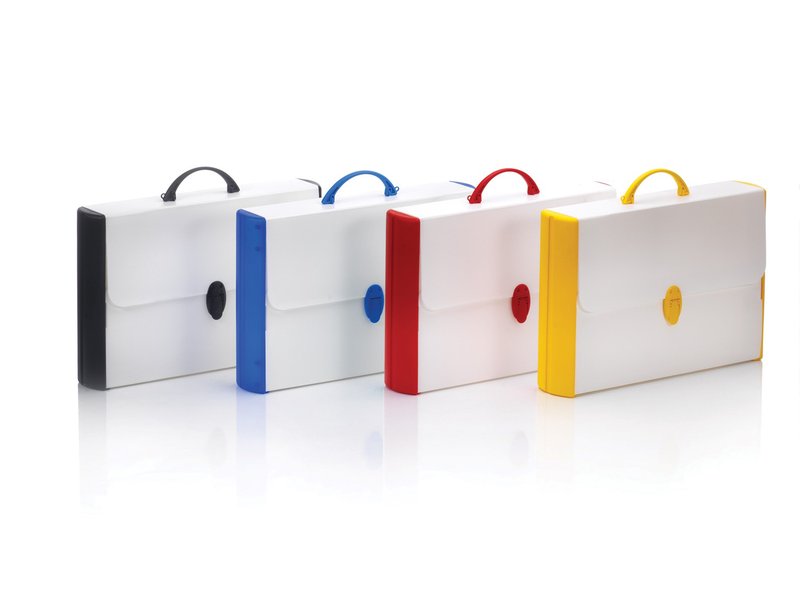 Valigetta portadisegni - polionda - dorso rigido - 28x43 cm - dorso 8,5 cm -  bianco - accessori colori assortiti